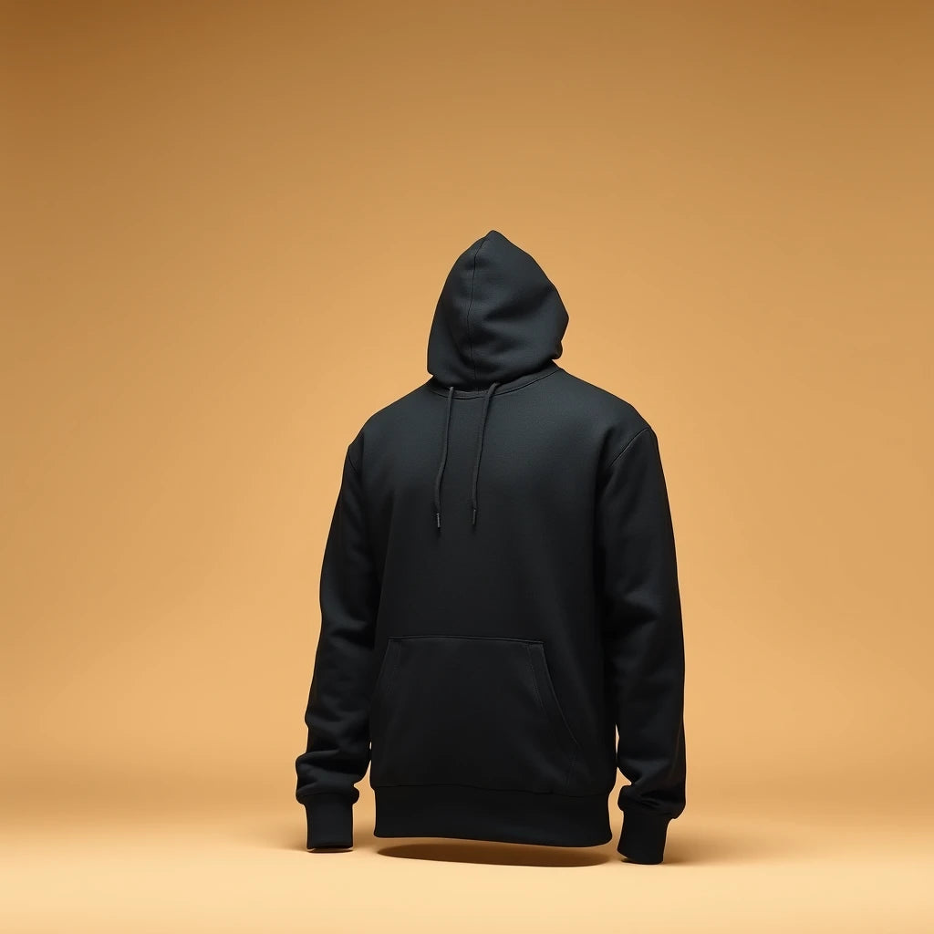 Mens Plain Black Hoodie